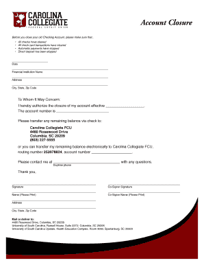 Bank Account Closure Authorization