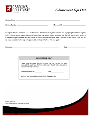 E-Statement Opt Out Form
