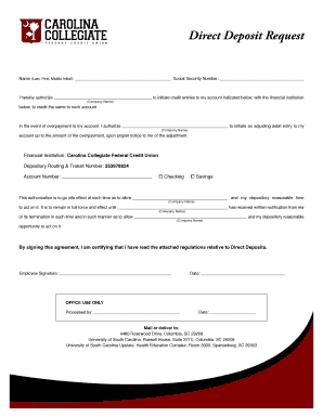 Direct Deposit Request - carolinaorg