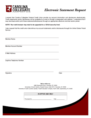 Electronic Statement Request - Carolina Collegiate Federal