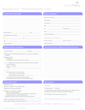 Requisition Form – Reproductive Genetic Testing