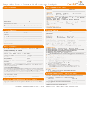 Prenatal and Miscarriage Analysis Requisition Form