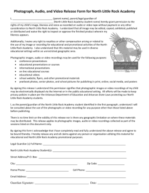 Photograph Audio Video Release Form