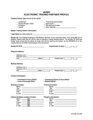 Electronic Trading Partner Profile Form