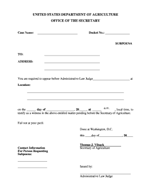USDA Subpoena Form