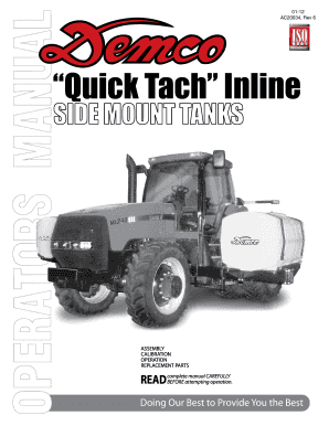 Demco Quick Tach Inline Side Mount Tanks Warranty Registration