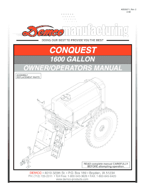 Demco Sprayer Owner Operator Manual