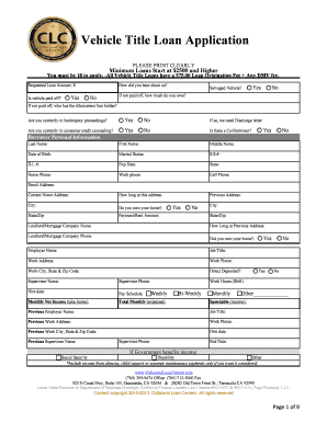 Vehicle Title Loan Application