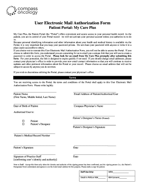 User Electronic Mail Authorization Form