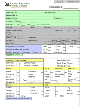 Biological Collection Form