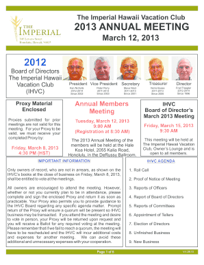 Imperial Hawaii Vacation Club Annual Meeting Proxy