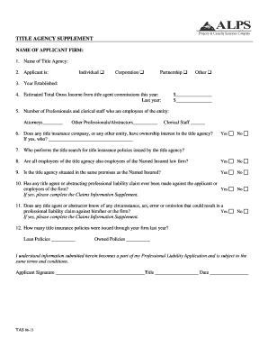 Title Agency Supplement Form