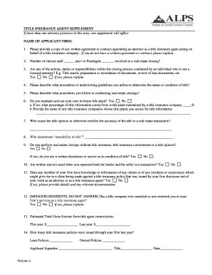 Title Insurance Agent Supplement