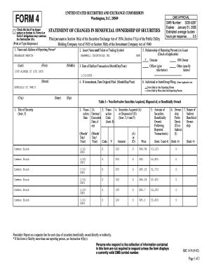 Form 4 Statement of Changes in Beneficial Ownership