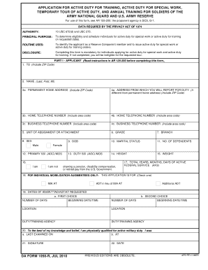 DA Form 1058-R Application for Active Duty