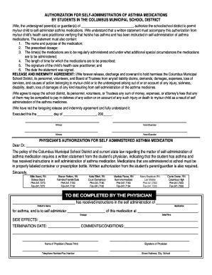 Authorization for Self-Administration of Asthma Medications
