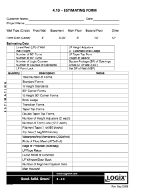 Logix ICF Estimating Form