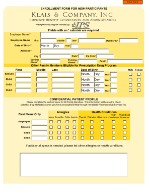 Prescription Drug Program Enrollment Form