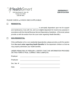 IRS Dependency Certification Form