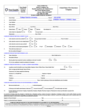 Student Health Insurance Claim Form