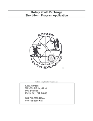 Rotary Youth Exchange Short-Term Program Application