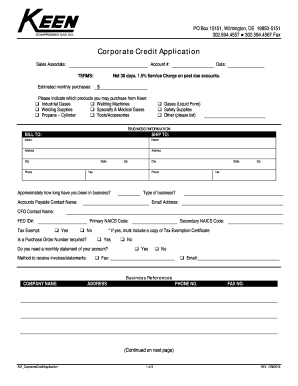 Corporate Credit Application
