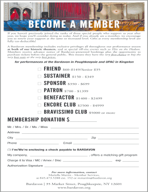 Bardavon Membership Application Form