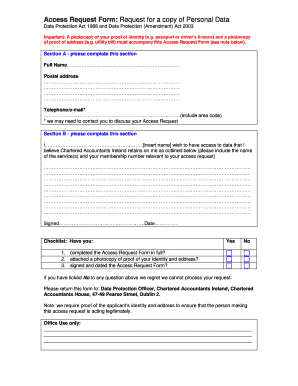 Access Request Form for Personal Data