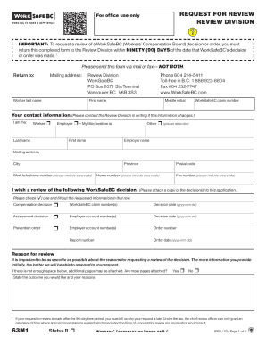 WorkSafeBC Request for Review Form