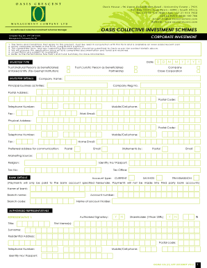Oasis Collective Investment Application Form