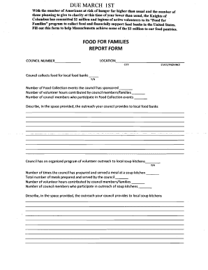 Food for Families Report Form