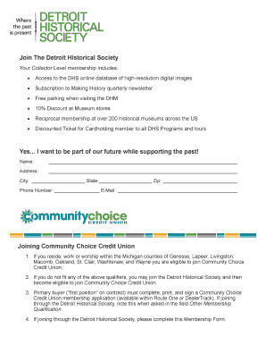 Detroit Historical Society Membership Form