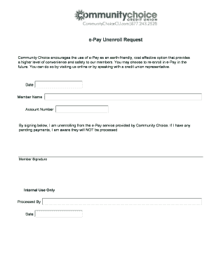 e-Pay Unenroll Request