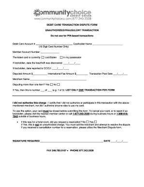Debit Card Transaction Dispute Form