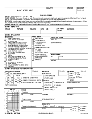 Alcohol Incident Report