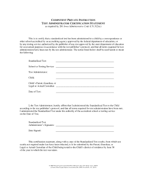 Test Administrator Certification Statement