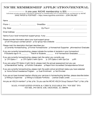 NICHE Membership Application Form