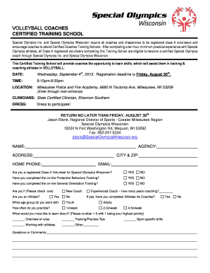 VOLLEYBALL COACHES CERTIFIED TRAINING SCHOOL - specialolympicswisconsin