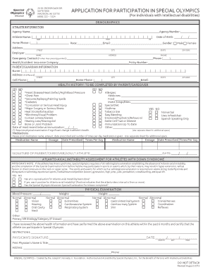 Special Olympics Participation Application
