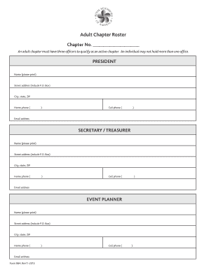 Adult and Youth Chapter Roster Form