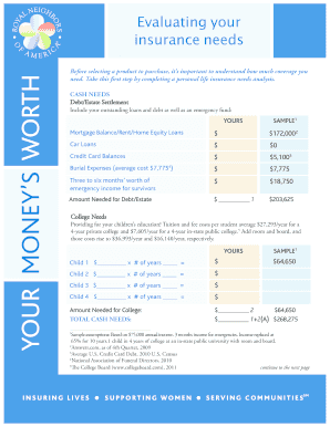 Life Insurance Needs Analysis Form
