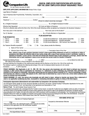 Dental Employer Participation Application