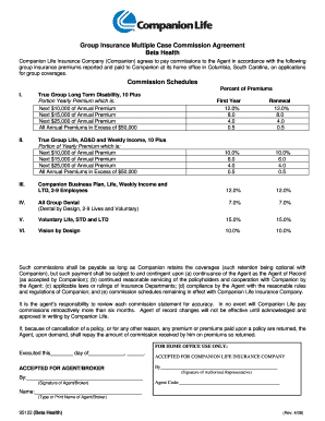 Group Insurance Multiple Case Commission Agreement