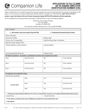 Companion Life Insurance EIN Application Form
