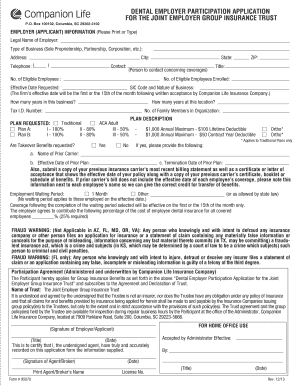 Dental Employer Participation Application