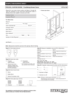 Proline Custom Doors Measuring Sheet