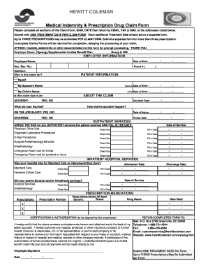 Medical Indemnity and Prescription Drug Claim Form