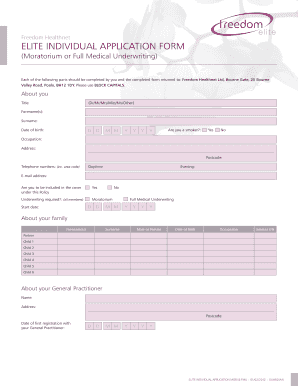 Freedom Healthnet Elite Individual Application Form