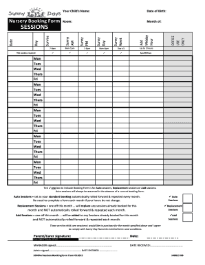 Nursery Booking Form