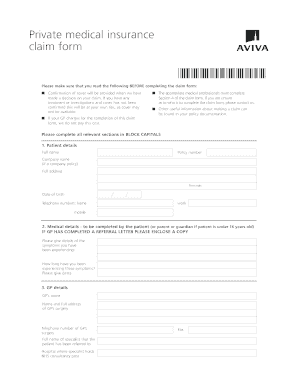 Private Medical Insurance Claim Form